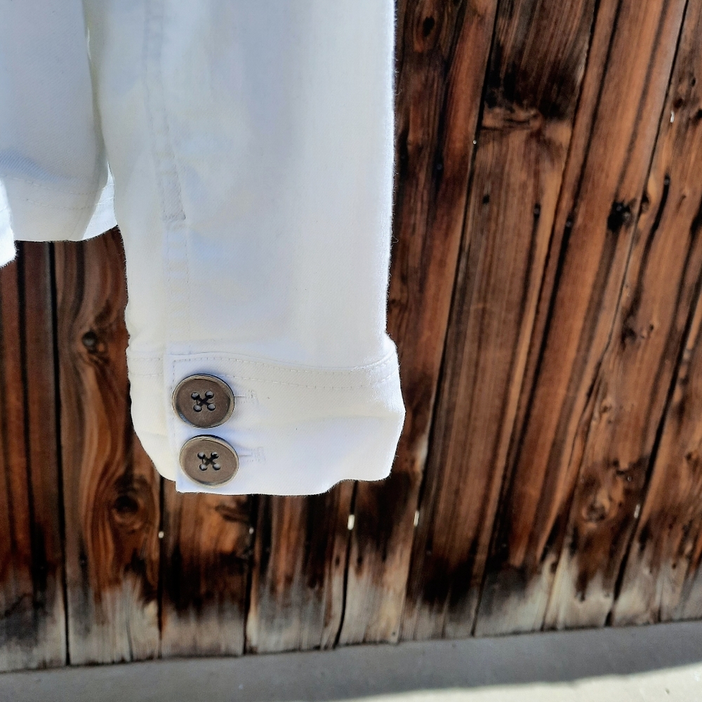 Prana White Lightweight Button Front Stretch Jack… - image 6